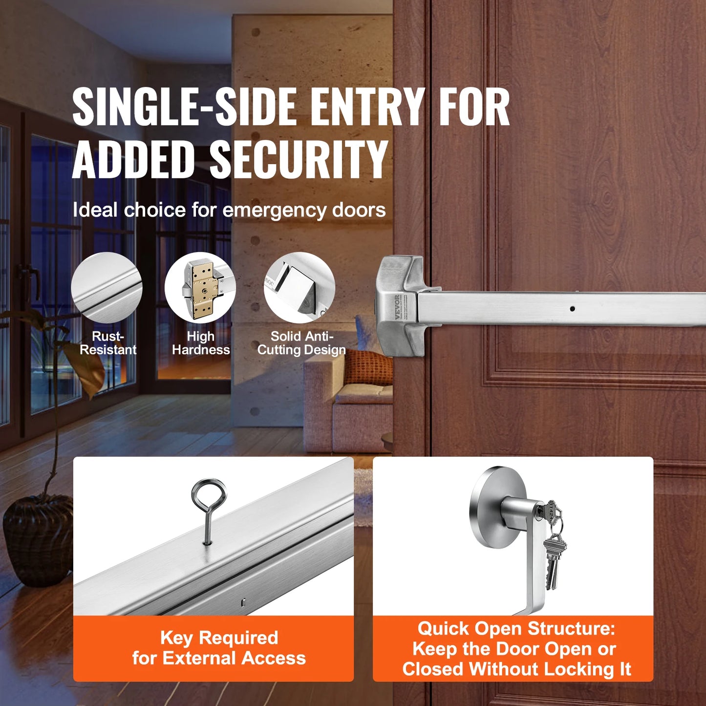VEVOR Push Bar Door Locks Stainless Steel Panic Bars for Exit Doors