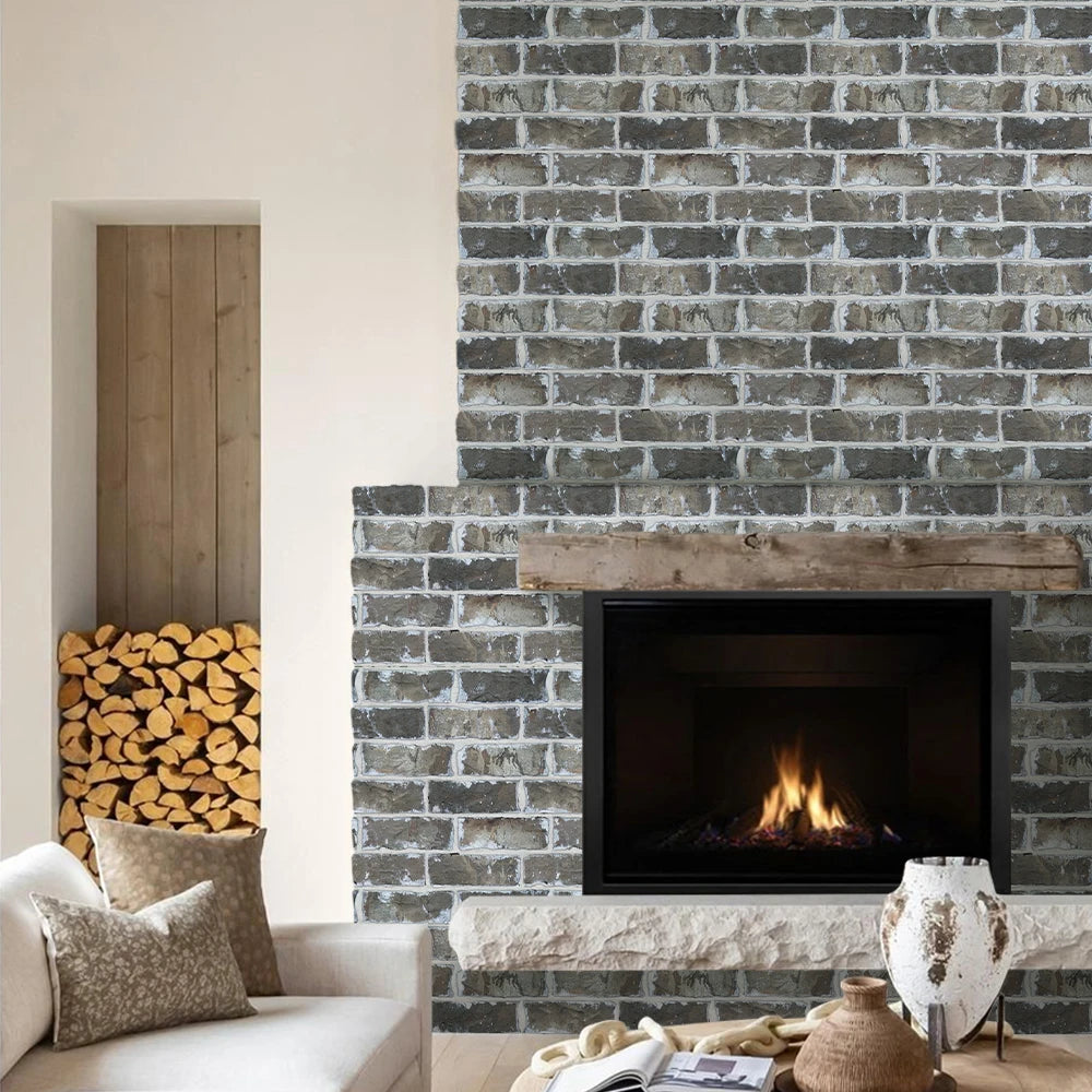 10pcs 3D Faux Brick Wall Panels, Tile Stickers Waterproof