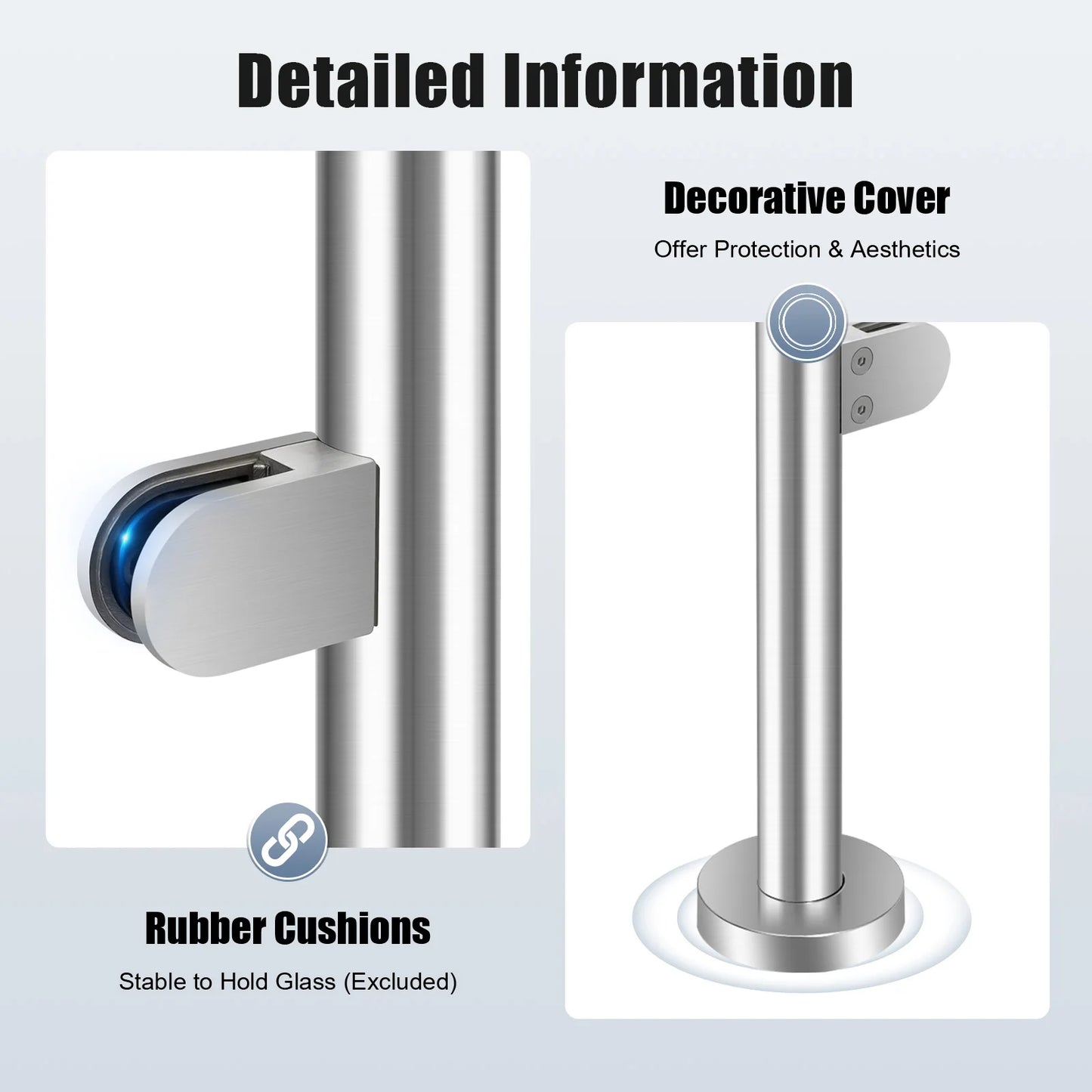 Stainless Steel Handrail Support Glass Railing Post Balcony Deck