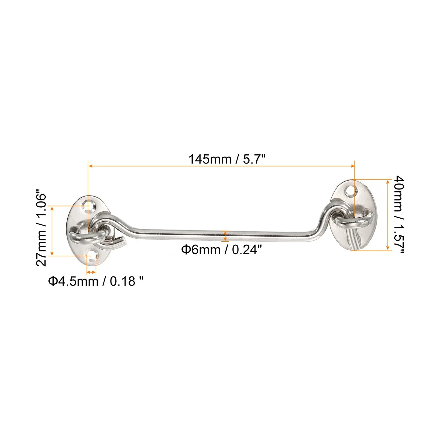 5 Pack 3/4/6 Inch Hook Eye Latch Stainless Steel Privacy Hook and Eye Latch