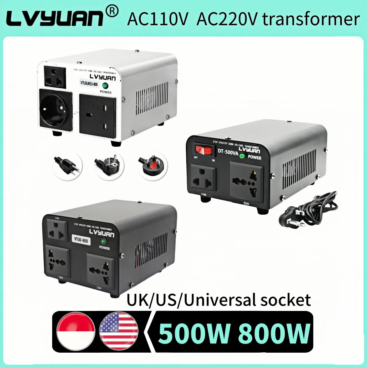 LVYUAN Voltage Transformer 800W 500W AC110V AC220V