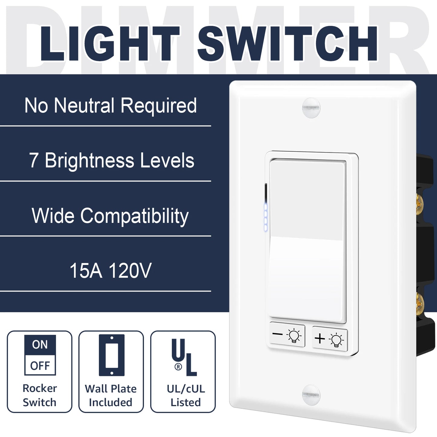 2-10PK Dimmer Light Switch 3 Way Dimmer Switch