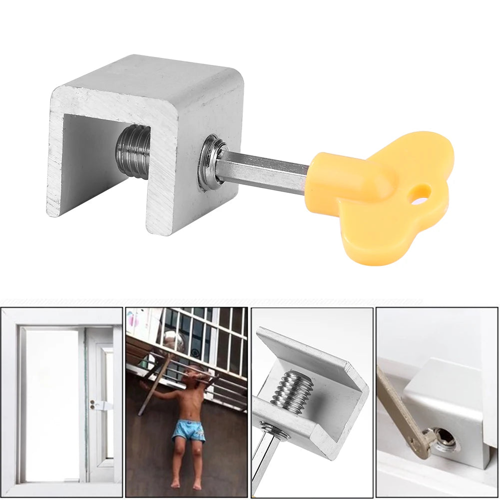 5/10CPS Window Locks Adjustable Sliding Door Lock With Key Window Stopper