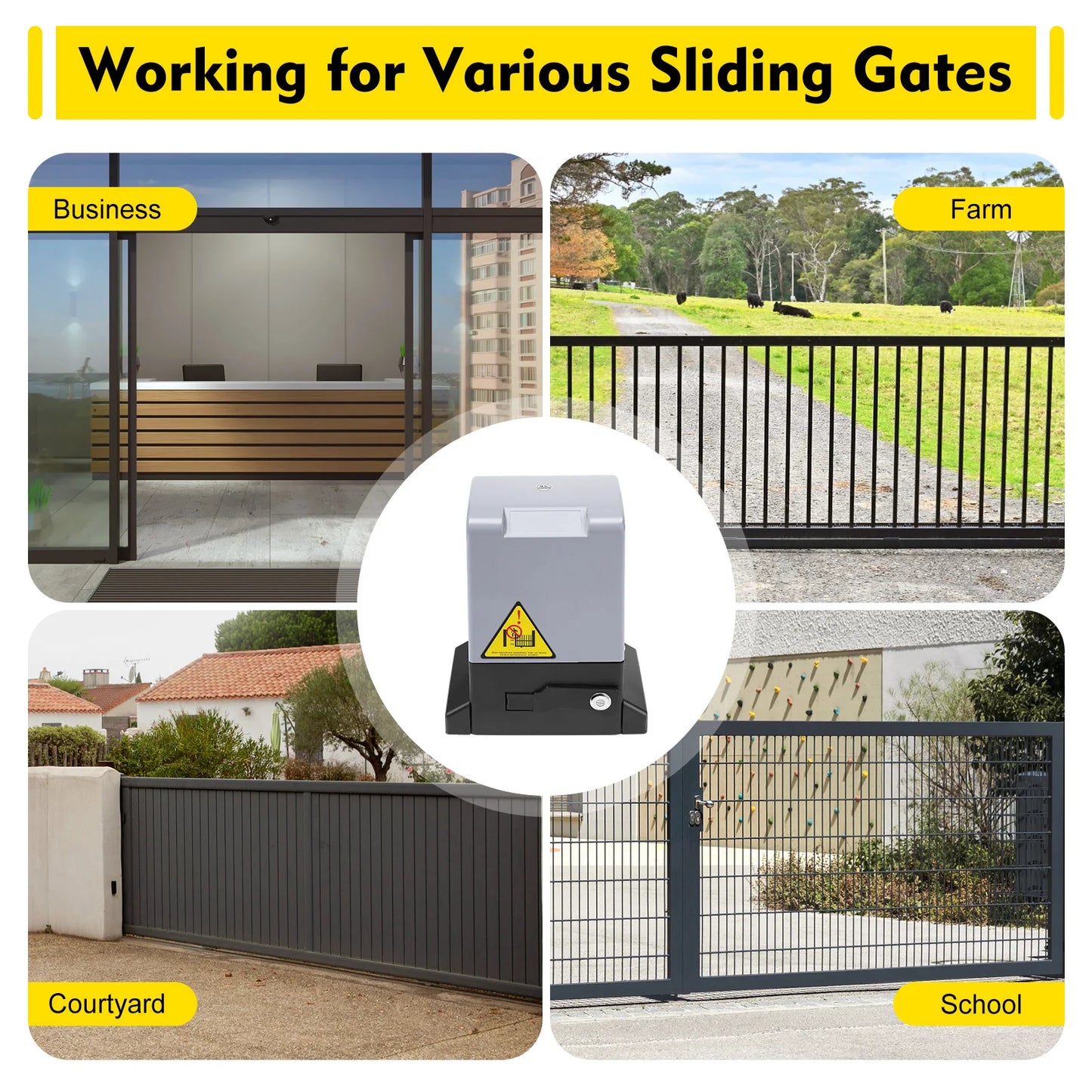 Automatic Sliding Gate Openers Electric Sliding Gate Electric Rolling Driveway Slide Gate Motor Waterproof (4400lbs 750W)