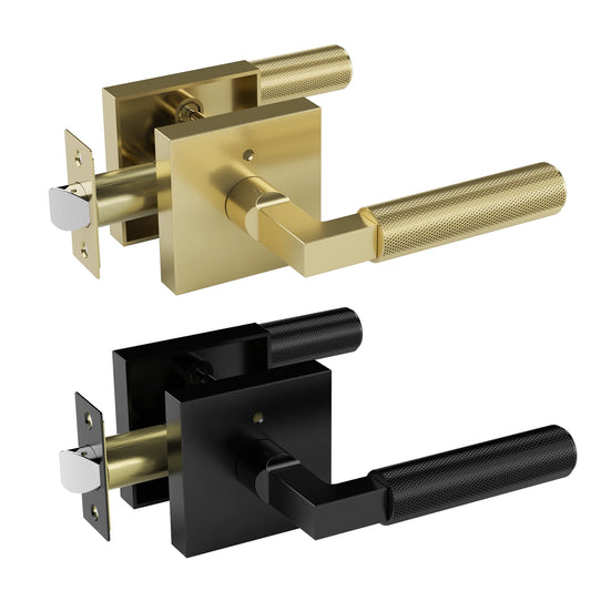 Knurled Handle Lever Bedroom Bathroom Passage Door Lock Reversible Keyless