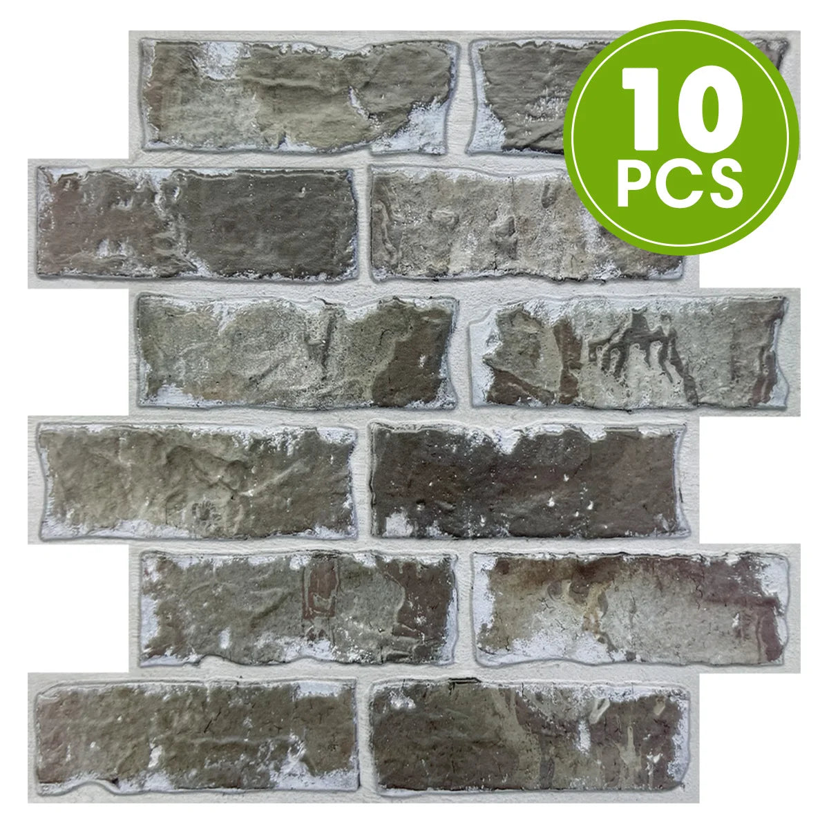 10pcs 3D Faux Brick Wall Panels, Tile Stickers Waterproof