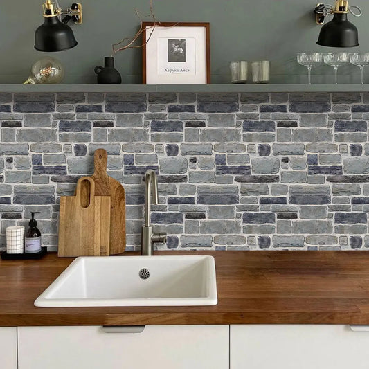 10 Pcs 3D Faux Stone Self Adhesive Wall Panels,  Waterproof
