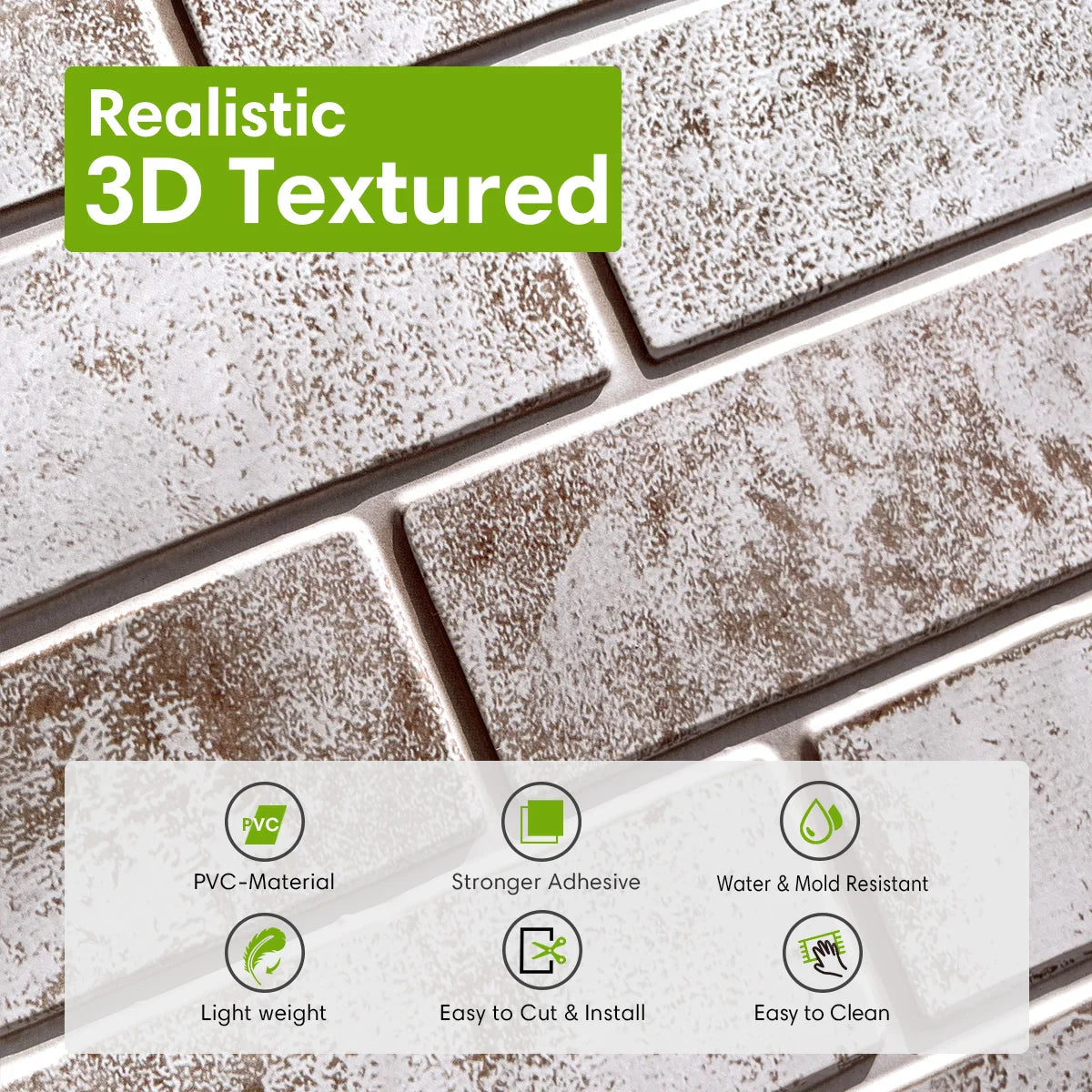 10pcs 3D Peel and Stick Wall Panels, Brick Adhesive Tiles,  Wall Decor