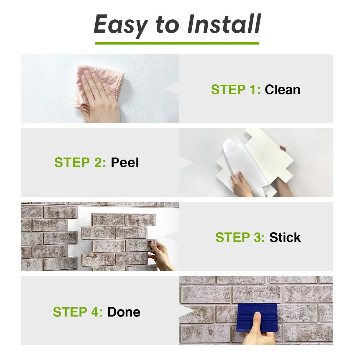 10pcs 3D Peel and Stick Wall Panels, Brick Adhesive Tiles,  Wall Decor