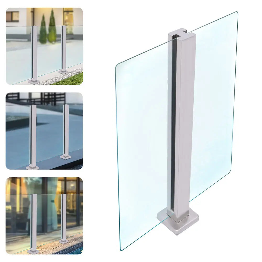 35.8" Glass Railing Mid Post 304 Stainless Steel Balustrade for Balcony Stairs