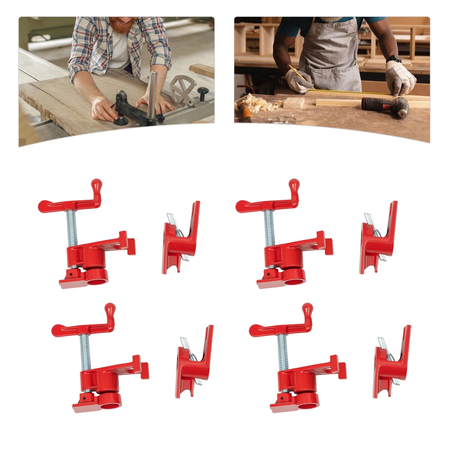 4 Pack 3/4" Wood Gluing Pipe Clamp Set Heavy Duty  Quick Release