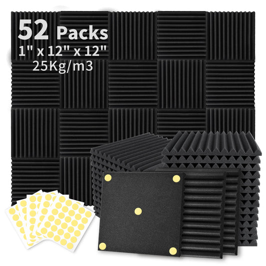 52 Pack Acoustic Foam Panels,  Sound Proof Foam