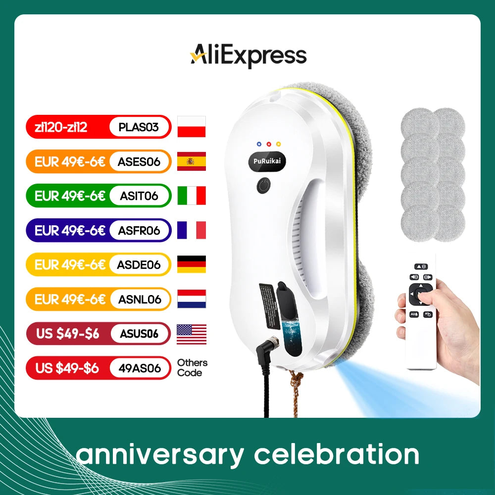 Household window automatic water spray cleaning robot vacuum cleaner