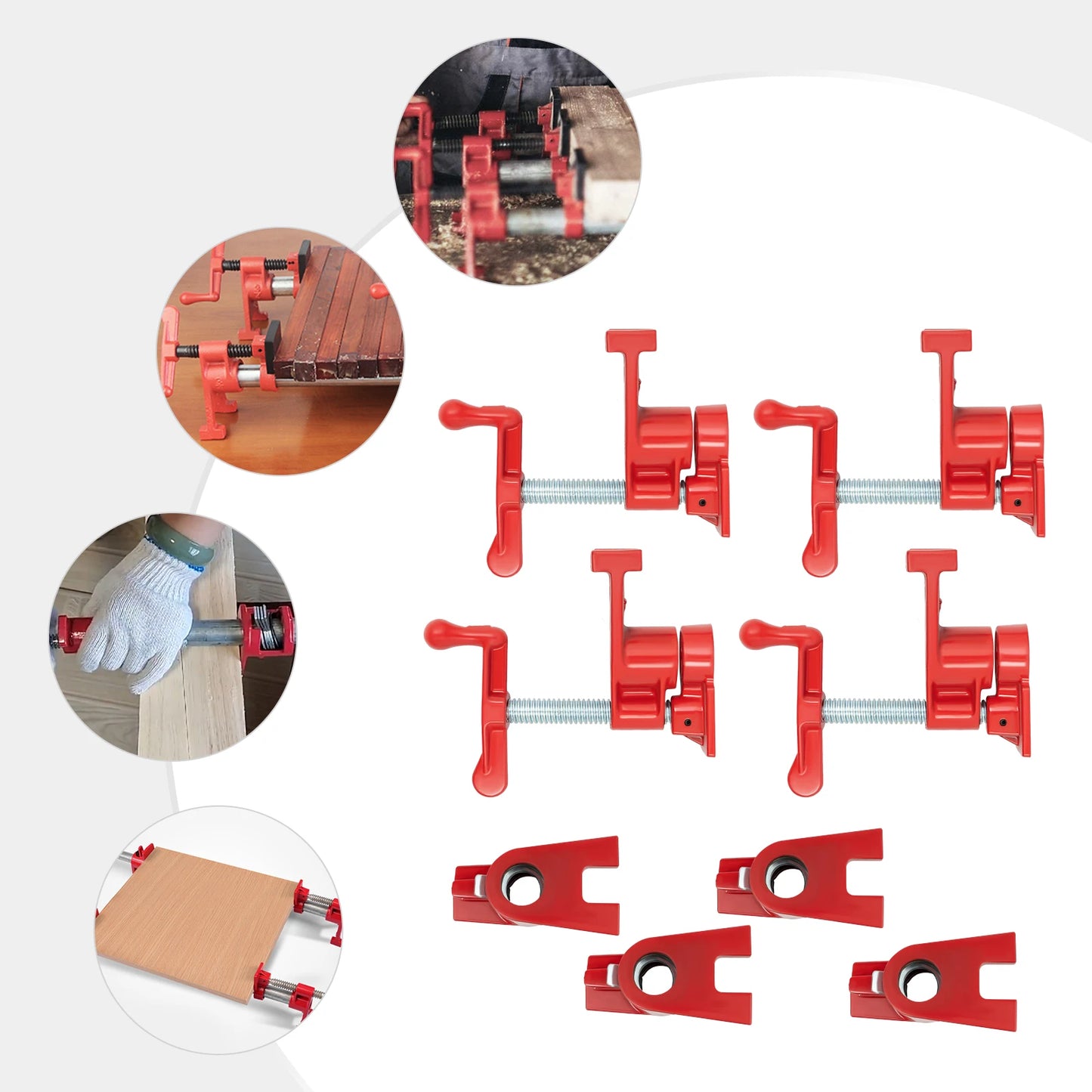 4-Pack Wood Gluing Pipe Clamp 3/4" Heavy Duty