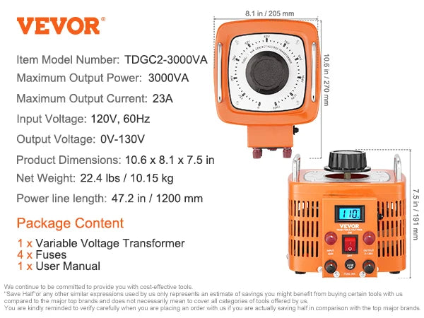 500VA-3000VA Auto Variable Voltage Transformer