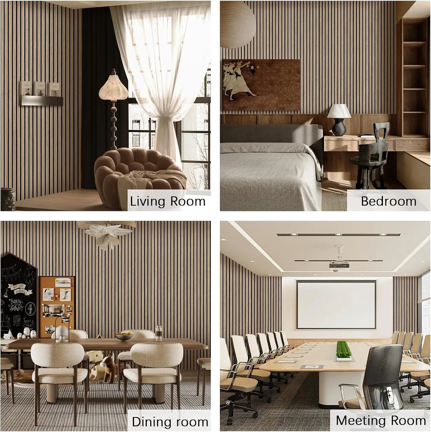Wood Slat Acoustic Panels for Interior Wall Decor