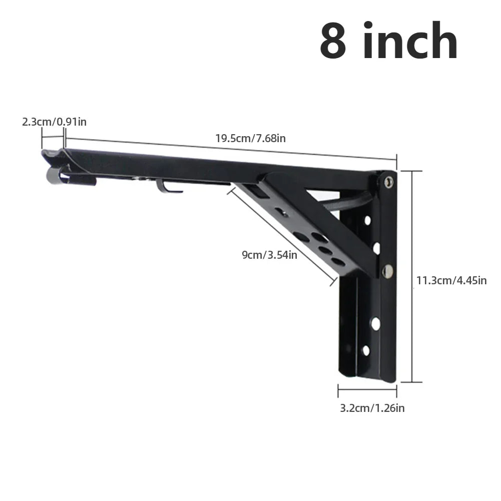 Black Triangle Folding Angle Bracket Heavy Support Adjustable
